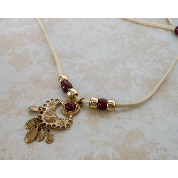 Vintage Corded Faux Jasper Necklace , Southwest - Picture 3 of 6